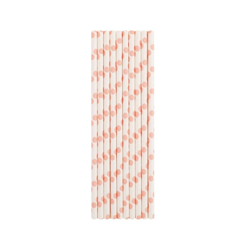 Baby Pink Polka Dots Paper Straws - Mhalaty