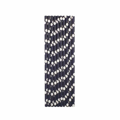 Black Polka Dots Paper Straws - Mhalaty