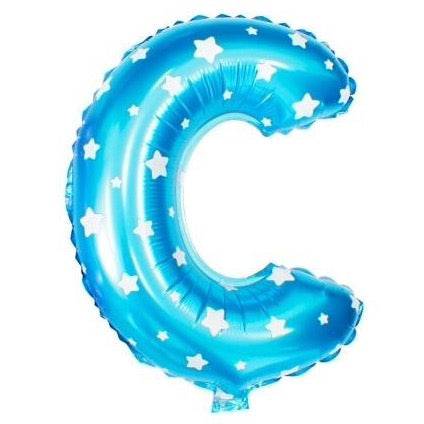 C Letter Blue Stars Balloon - 16 Inch - Mhalaty
