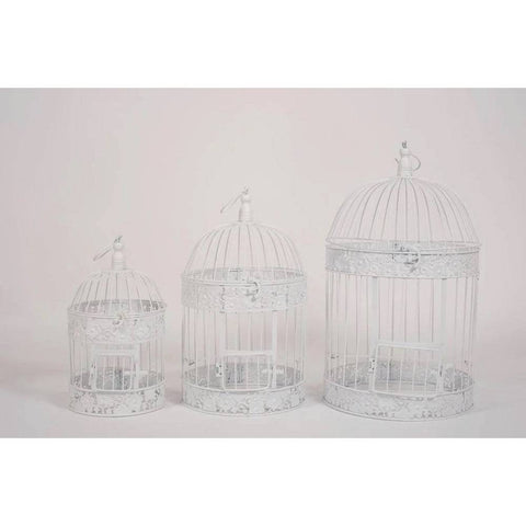 Classic Round Decorative Birdcage White - 3 Pcs - Mhalaty