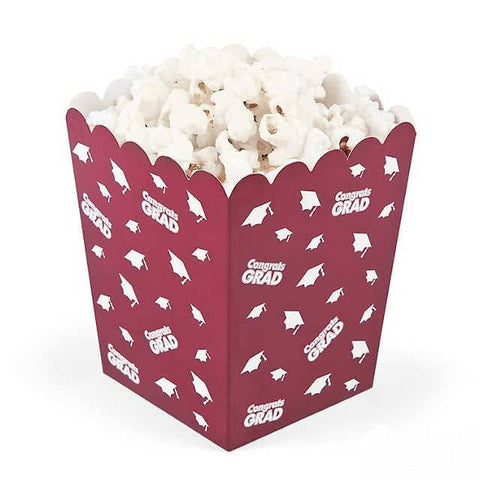 Congrats Grad Popcorn Boxes - Burgundy - Mhalaty