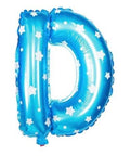 D Letter Blue Stars Balloon - 16 Inch - Mhalaty