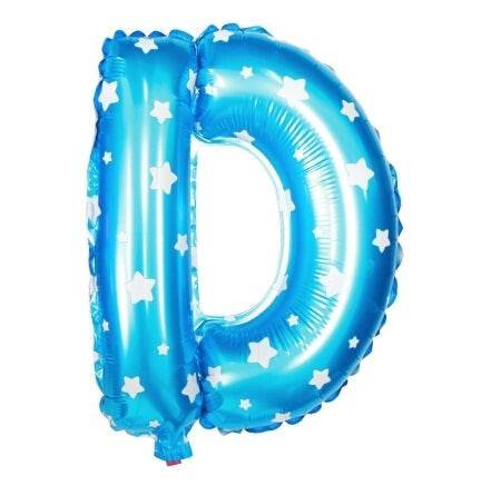 D Letter Blue Stars Balloon - 16 Inch - Mhalaty