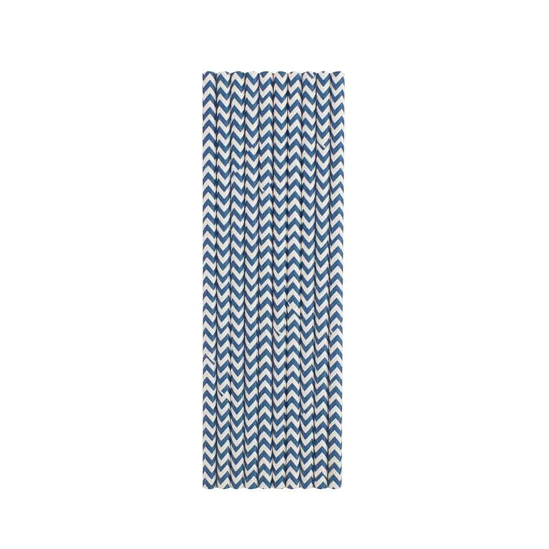 Dark Blue Chevron Paper Straws - Mhalaty