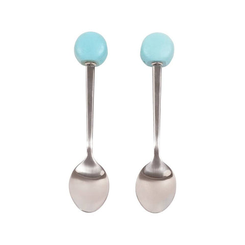 Dessert Spoons - Pack Of 2 - ( Blue Macaroon ) - Mhalaty