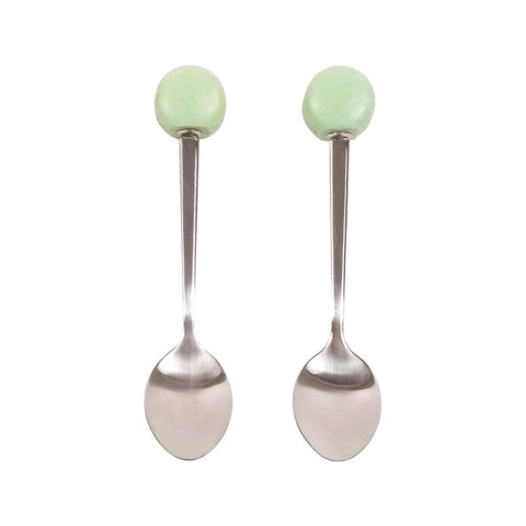 Dessert Spoons - Pack Of 2 - ( Green Macaroon ) - Mhalaty