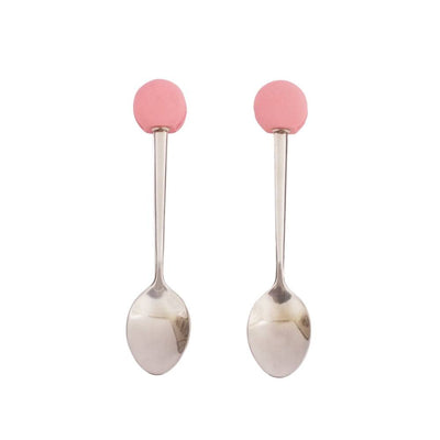Dessert Spoons - Pack Of 2 - ( Pink Macaroon ) - Mhalaty