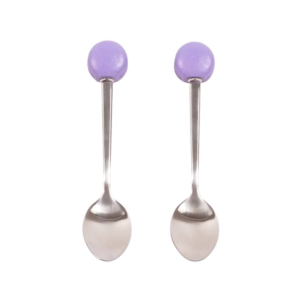 Dessert Spoons - Pack Of 2 - ( Purple Macaroon ) - Mhalaty