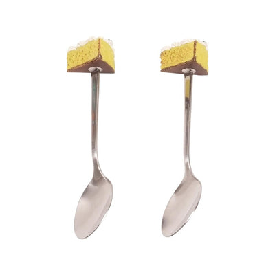 Dessert Spoons - Pack Of 2 - ( Slice Of Cake ) - Mhalaty