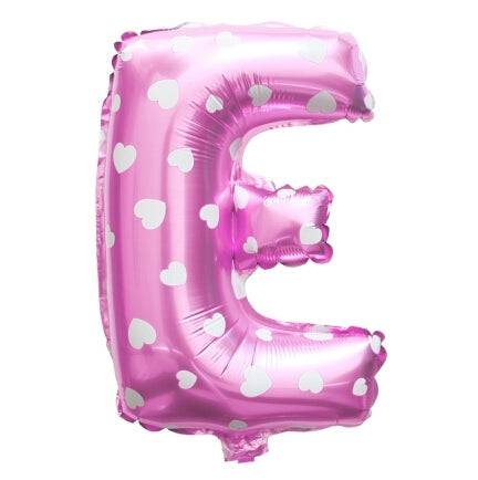 E Letter Pink Hearts Balloon - 16 Inch - Mhalaty
