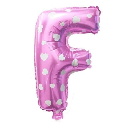 F Letter Pink Hearts Balloon - 16 Inch - Mhalaty