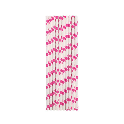 Fuschia Polka Dots Paper Straws - Mhalaty