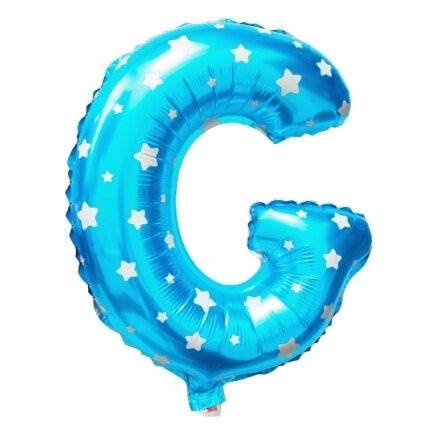 G Letter Blue Stars Balloon - 16 Inch - Mhalaty
