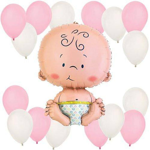 Girl Baby Balloon Kit (Pink And White) - Mhalaty