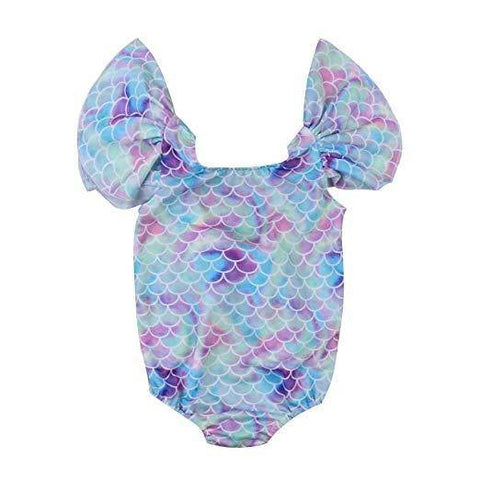 Girls Blue Colorful Mermaid Swimsuit (80) 9-12 M - Mhalaty