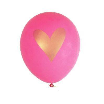 Gold Heart Balloons - Hot Pink Gold Heart Balloons - Hot Pink