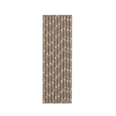 Gray Stars Paper Straws - Mhalaty