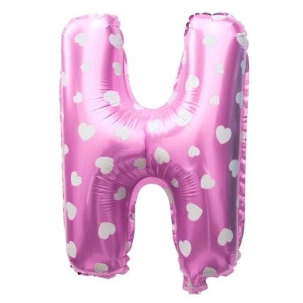 H Letter Pink Hearts Balloon - 16 Inch - Mhalaty