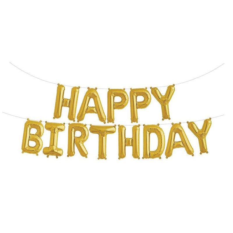 Happy Birthday Letter Foil Balloon Set - Gold - Mhalaty