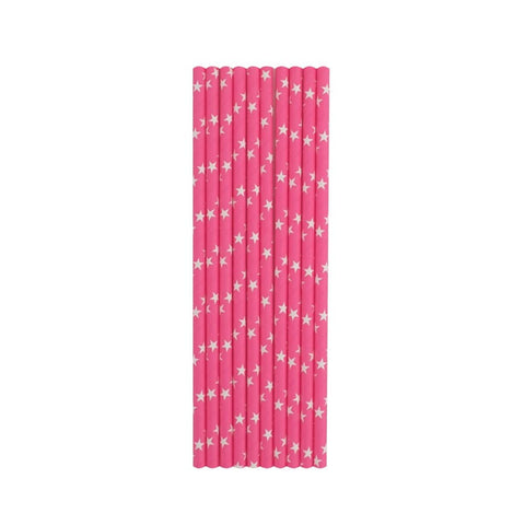 Hot Pink Stars Paper Straws Hot Pink Stars Paper Straws