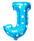 J Letter Blue Stars Balloon - 16 Inch - Mhalaty