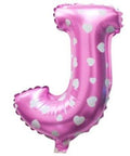 J Letter Pink Hearts Balloon - 16 Inch - Mhalaty
