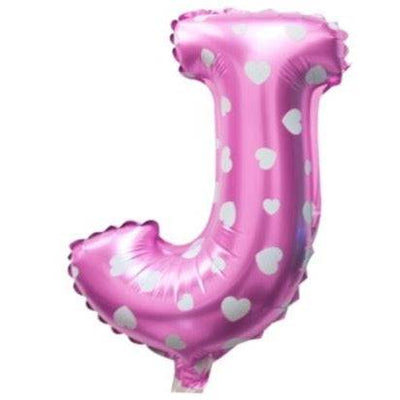 J Letter Pink Hearts Balloon - 16 Inch - Mhalaty
