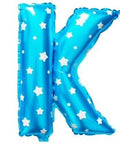 K Letter Blue Stars Balloon - 16 Inch - Mhalaty