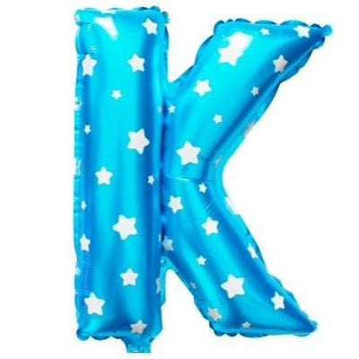 K Letter Blue Stars Balloon - 16 Inch - Mhalaty