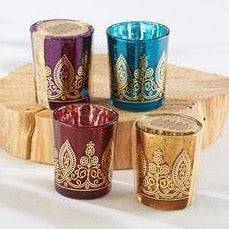 Kate Aspen Indian Jewel Henna Votives Assorted (Set Of 4) - Mhalaty