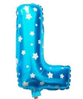 L Letter Blue Stars Balloon - 16 Inch - Mhalaty