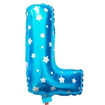 L Letter Blue Stars Balloon - 16 Inch - Mhalaty