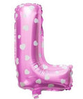 L Letter Pink Hearts Balloon - 16 Inch - Mhalaty