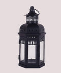 Medium Black Clear Doors Lantern - Mhalaty