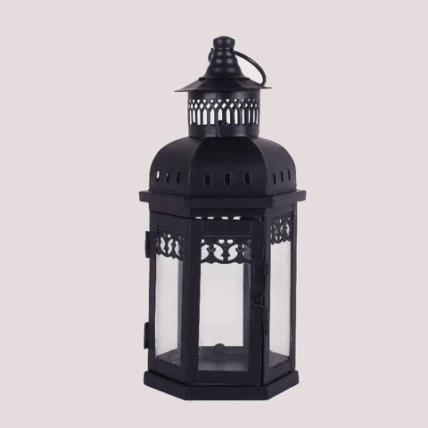 Medium Black Clear Doors Lantern - Mhalaty