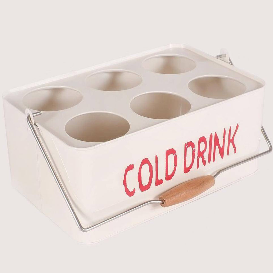 Metal Portable Cold Drinks Caddy Basket (Big Ivory) - Mhalaty