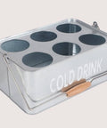 Metal Portable Cold Drinks Caddy Basket (Big Silver) - Mhalaty