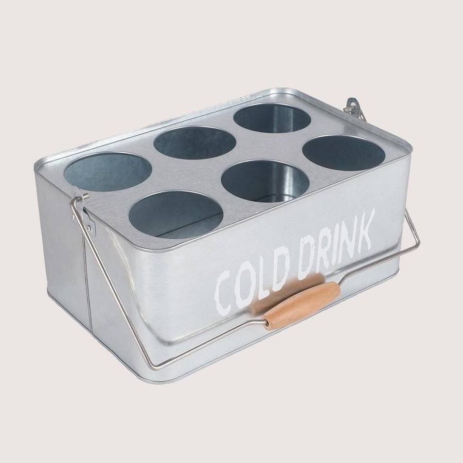 Metal Portable Cold Drinks Caddy Basket (Small Silver) - Mhalaty