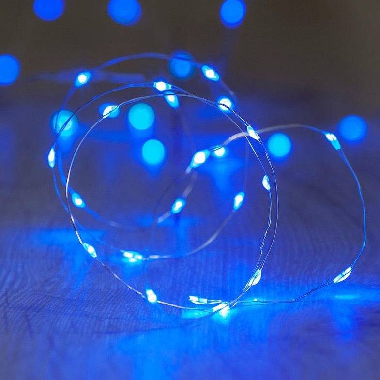 Micro 50 Led Blue Fairy Lights On Silver Wire - Mhalaty