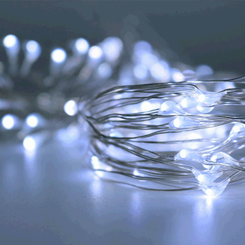 Micro 50 Led Cool White Fairy Lights On Silver Wire - Mhalaty