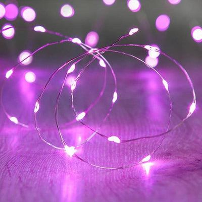 Micro 50 Led Pink Fairy Lights On Silver Wire - Mhalaty