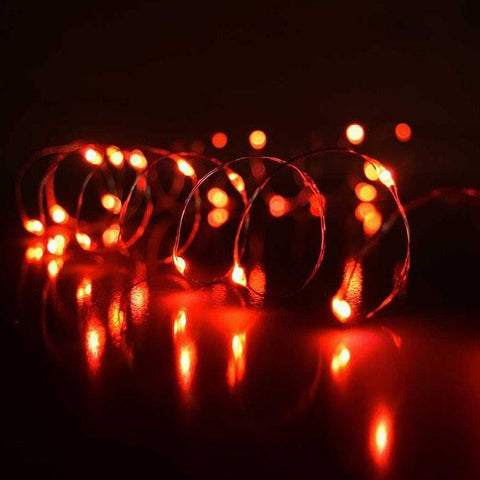 Micro 50 Led Red Fairy Lights On Silver Wire Micro 50 Led Red Fairy Lights On Silver Wire