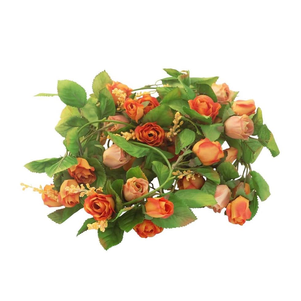 Mini Silk Rose Flower Garland ( Peach ) - Mhalaty