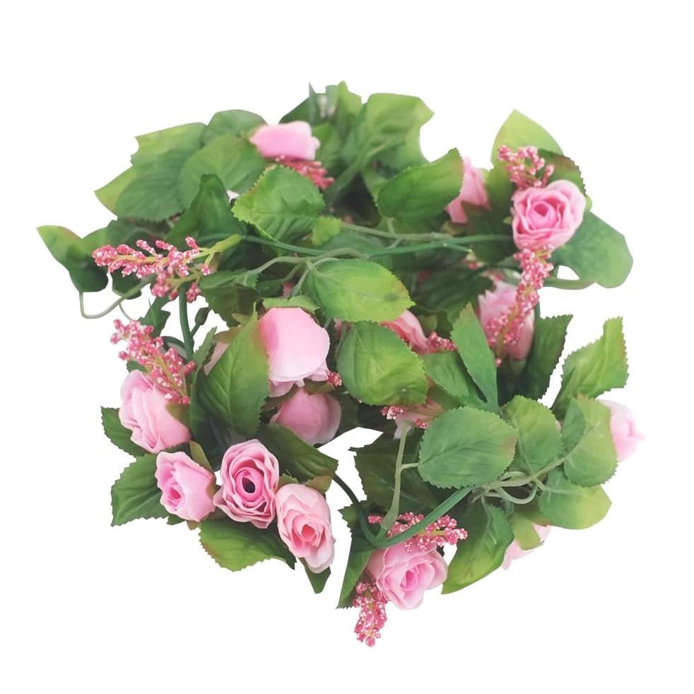 Mini Silk Rose Flower Garland ( Pink ) - Mhalaty