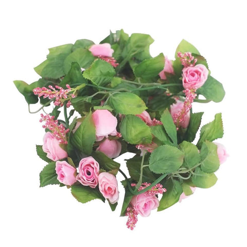 Mini Silk Rose Flower Garland ( Pink ) - Mhalaty