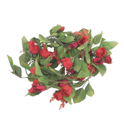 Mini Silk Rose Flower Garland ( Red ) - Mhalaty