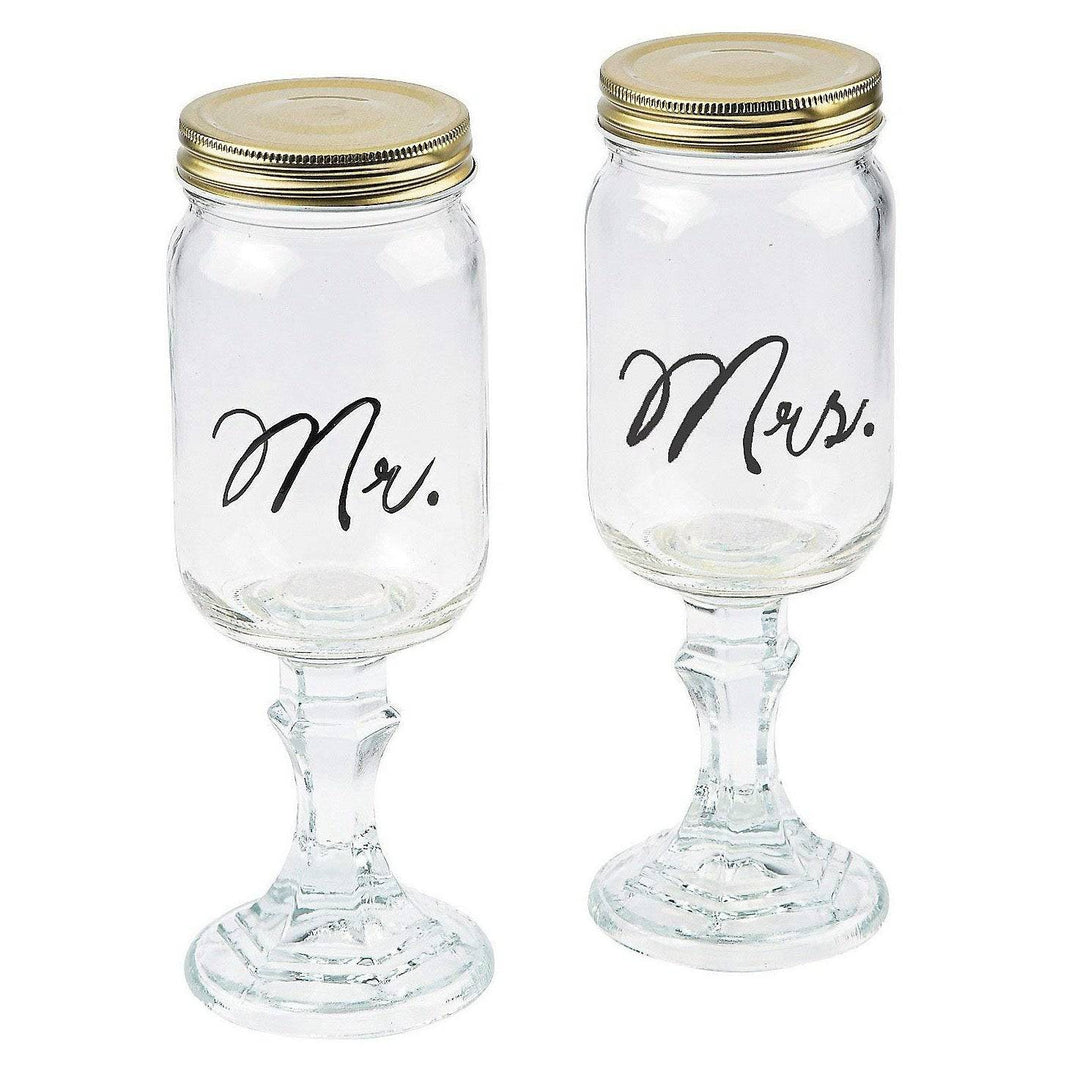 Mr. And Mrs. Mason Jar Goblets Set - Mhalaty