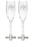 Mr. & Mrs. Silver Glass With Elegant Lettering - Mhalaty