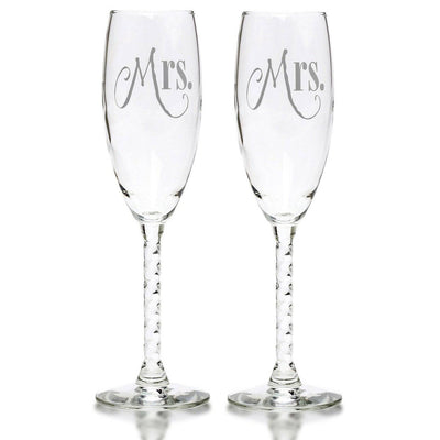 Mr. & Mrs. Silver Glass With Elegant Lettering - Mhalaty