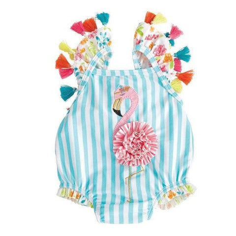 Mud Pie Flamingo Tassel Swimsuit (9-12M) - Mhalaty